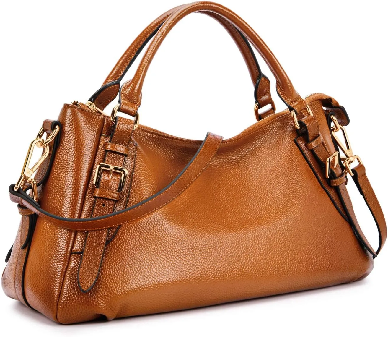 Kattee Women's Soft Genuine Leather Satchel Purses Top Handle Crossbody Bags Ladies Designer Medium Size Hobo Handbags