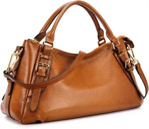 Kattee Women's Soft Genuine Leather Satchel Purses Top Handle Crossbody Bags Ladies Designer Medium Size Hobo Handbags