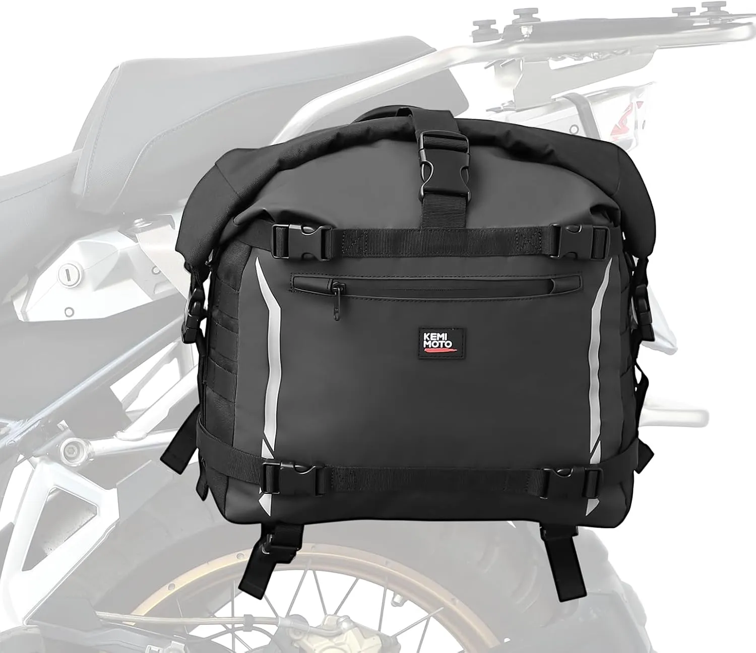 KEMIMOTO PVC Waterproof Motorcycle Tail Bag 15L-25L Expandable Saddlebag Luggage Pack Motorbike Pannier Bags for Adventure Daul Sport Standard Sports Bike Side Bag (1 Pack)
