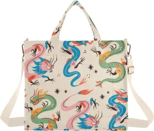 Kigai Asian Cartoon Dragons Corduroy Tote Bag for Women Hobo Crossbody Bag Purse Stylish Shoulder Handbag Messenger Bags, S