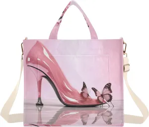 Kigai Pink High Heels Corduroy Tote Bag for Women Hobo Crossbody Bag Purse Stylish Shoulder Handbag Messenger Bags, S