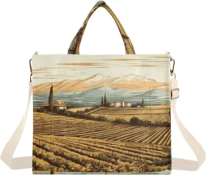 Kigai Tote Bag for Women Corduroy Tote Handbag with Zipper Shoulder Bag for Travel, Beach, Shopping, Vintage Villages