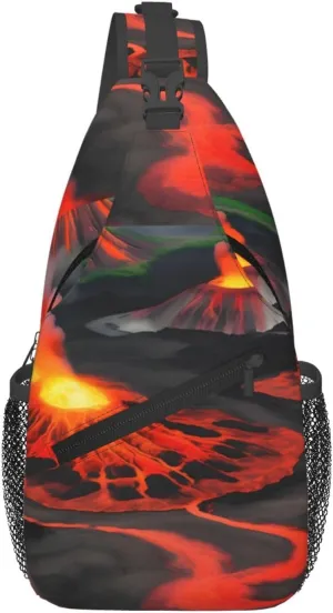 Kilauea Volcanos Print Sling Bag Crossbody Travel Hiking Chest Backpack Shoulder Daypack For Women Men