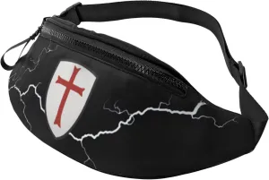 Knights Templar Cross Crossbody waist bag, fashionable waist bag for teenagers, suitable for traveling, running, hiking