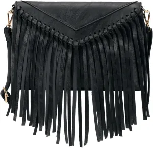 KouLi Buir Tassel Crossbody Purse for Women PU Leather Western Hobo Fringe Handbag Shoulder Bag