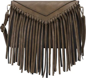 KouLi Buir Tassel Crossbody Purse for Women PU Leather Western Hobo Fringe Handbag Shoulder Bag