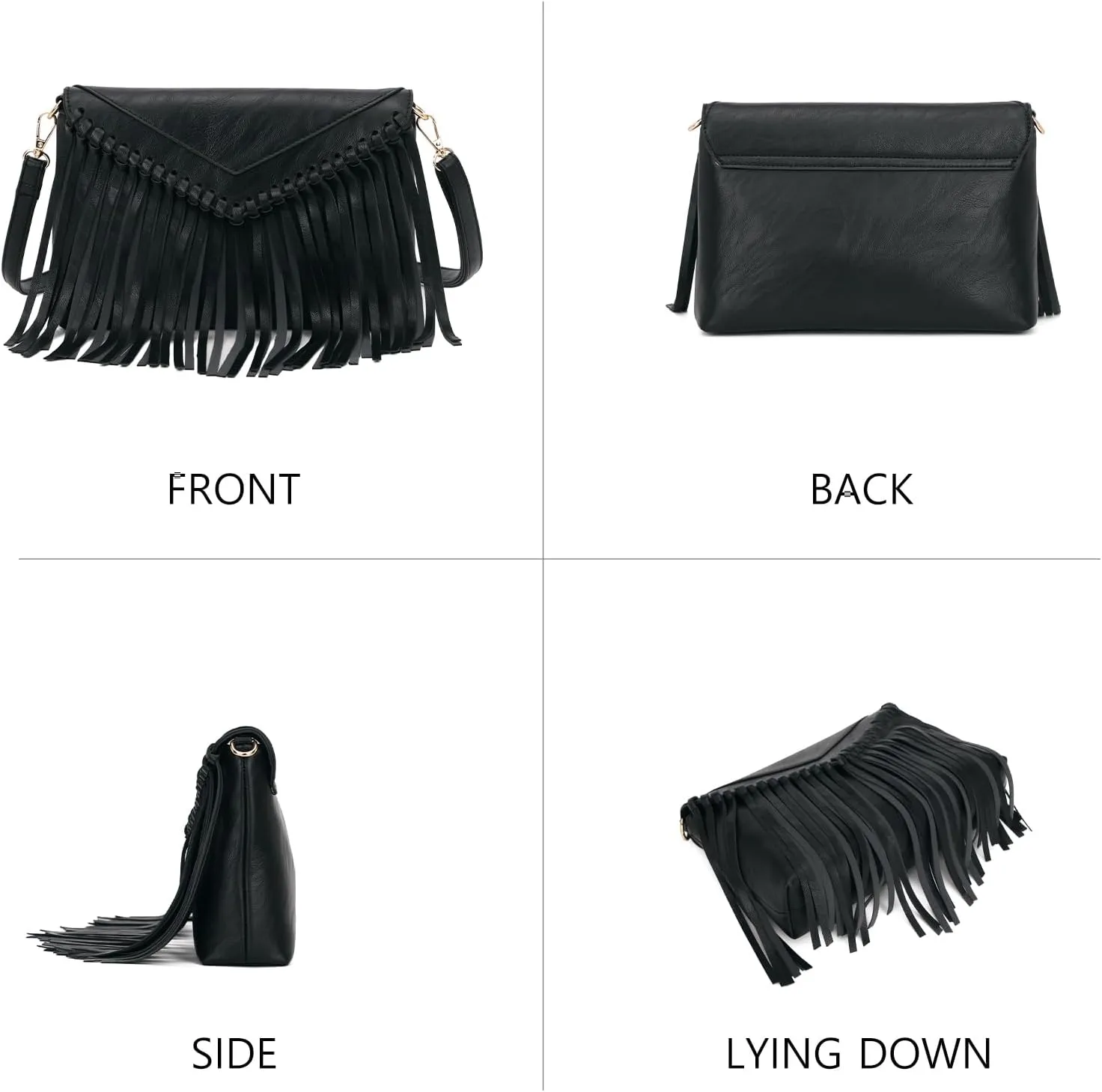 KouLi Buir Tassel Crossbody Purse for Women PU Leather Western Hobo Fringe Handbag Shoulder Bag
