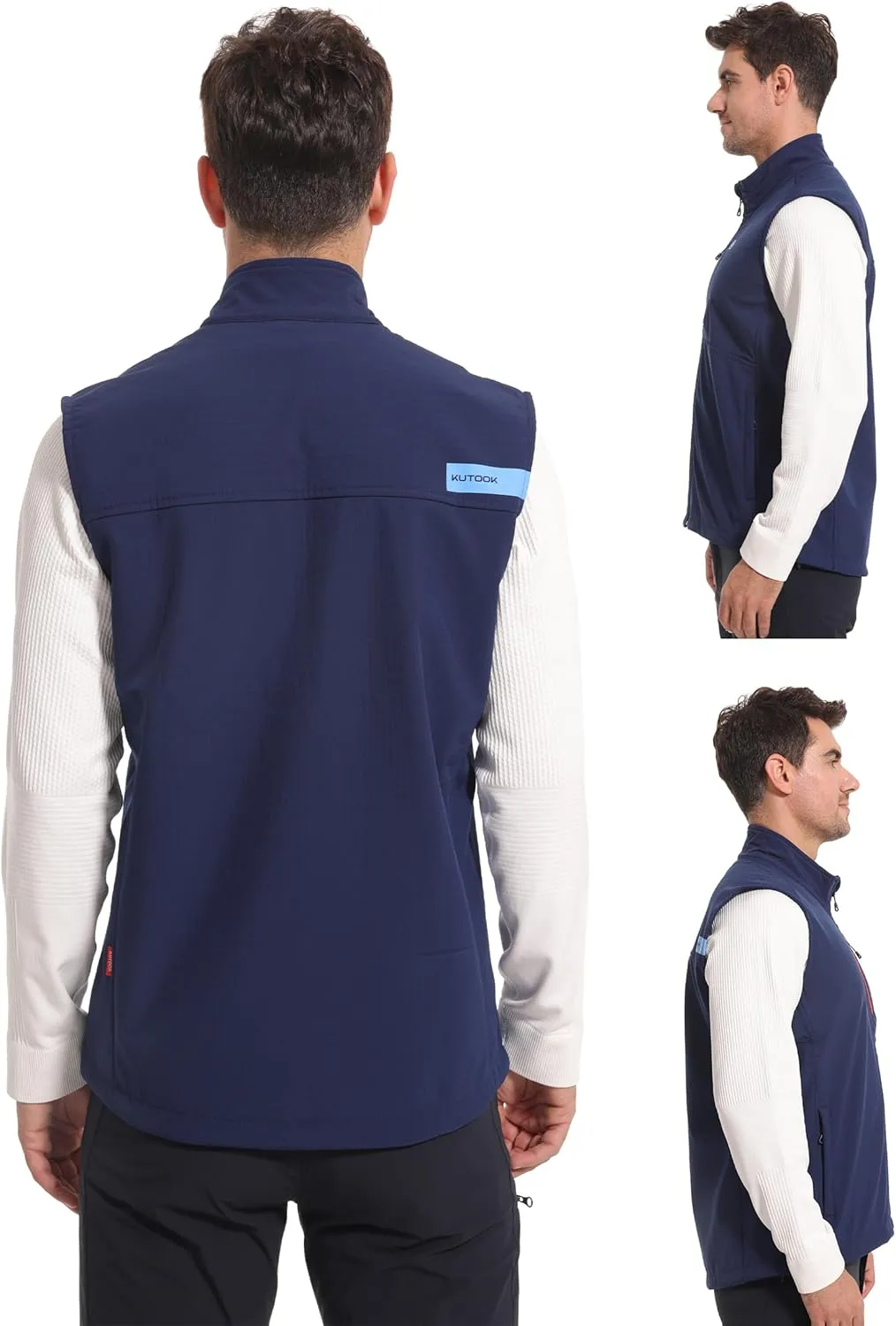 KUTOOK Men’s Softshell Sleeveless Jacket Winter Warm Fleece Outerwear Vests for Cycling Golf Hiking
