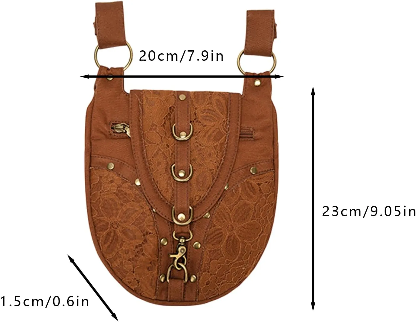 Lace Belt Pouch Renaissance Women, Steampunk Fashion Waist Pack Cotton Waist Bag Bag, Shoulder Bag, Crossbody Bag (Brown)