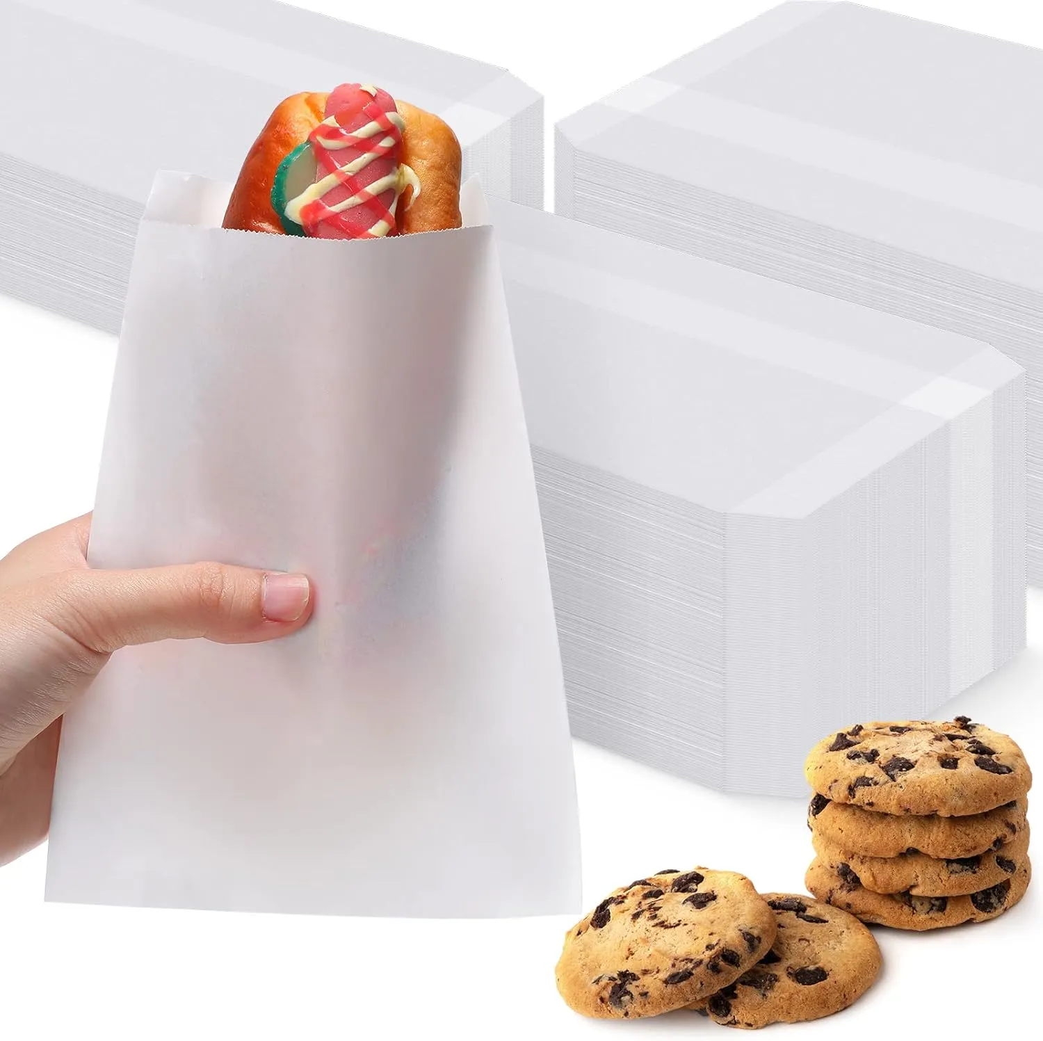 Lallisa 1000 Pcs 5 x 7 Inch Glassine Bags Wax Paper Treat Bags Cookie Sleeves Wax Paper Sandwich pouches for Thanksgiving Day Party Donut Treat Food Candy Bread Pastry Packaging(White)