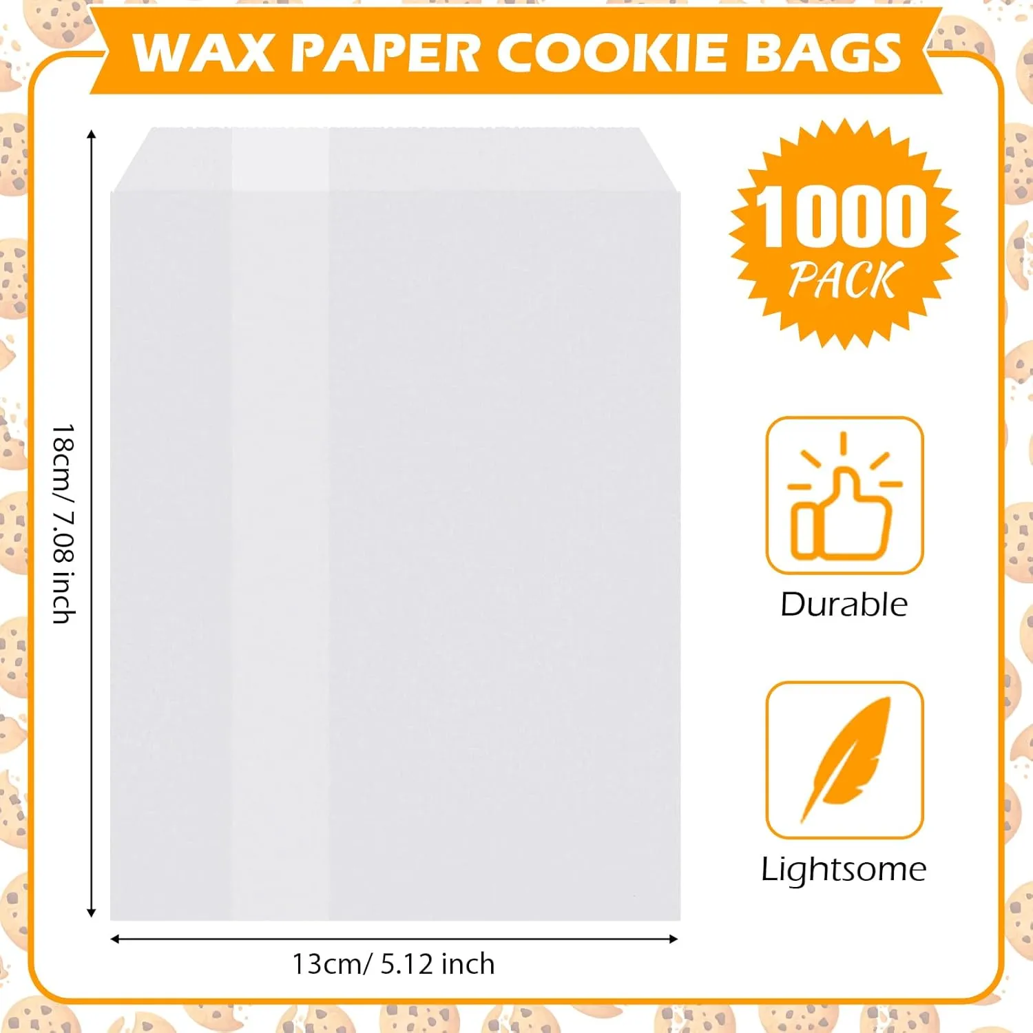 Lallisa 1000 Pcs 5 x 7 Inch Glassine Bags Wax Paper Treat Bags Cookie Sleeves Wax Paper Sandwich pouches for Thanksgiving Day Party Donut Treat Food Candy Bread Pastry Packaging(White)