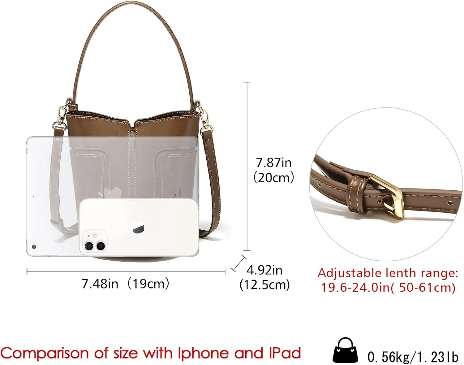 LAORENTOU Canvas Designer Shoulder Bag for Women, Bucket Crossbody Bag for Ladies, Large Capacity Tote Bag
