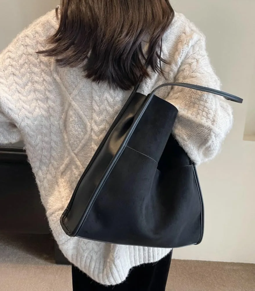 Large Bucket Tote Bags for Women Vegan Leather Handbag Suede Shoulder Purse Fashion Designer Working Satchel 2pcs