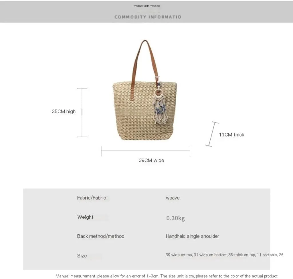 Large capacity Bag Bohemian - style Straw Handbag with Tassels: Embrace Free Time Ladies shoulder Bag