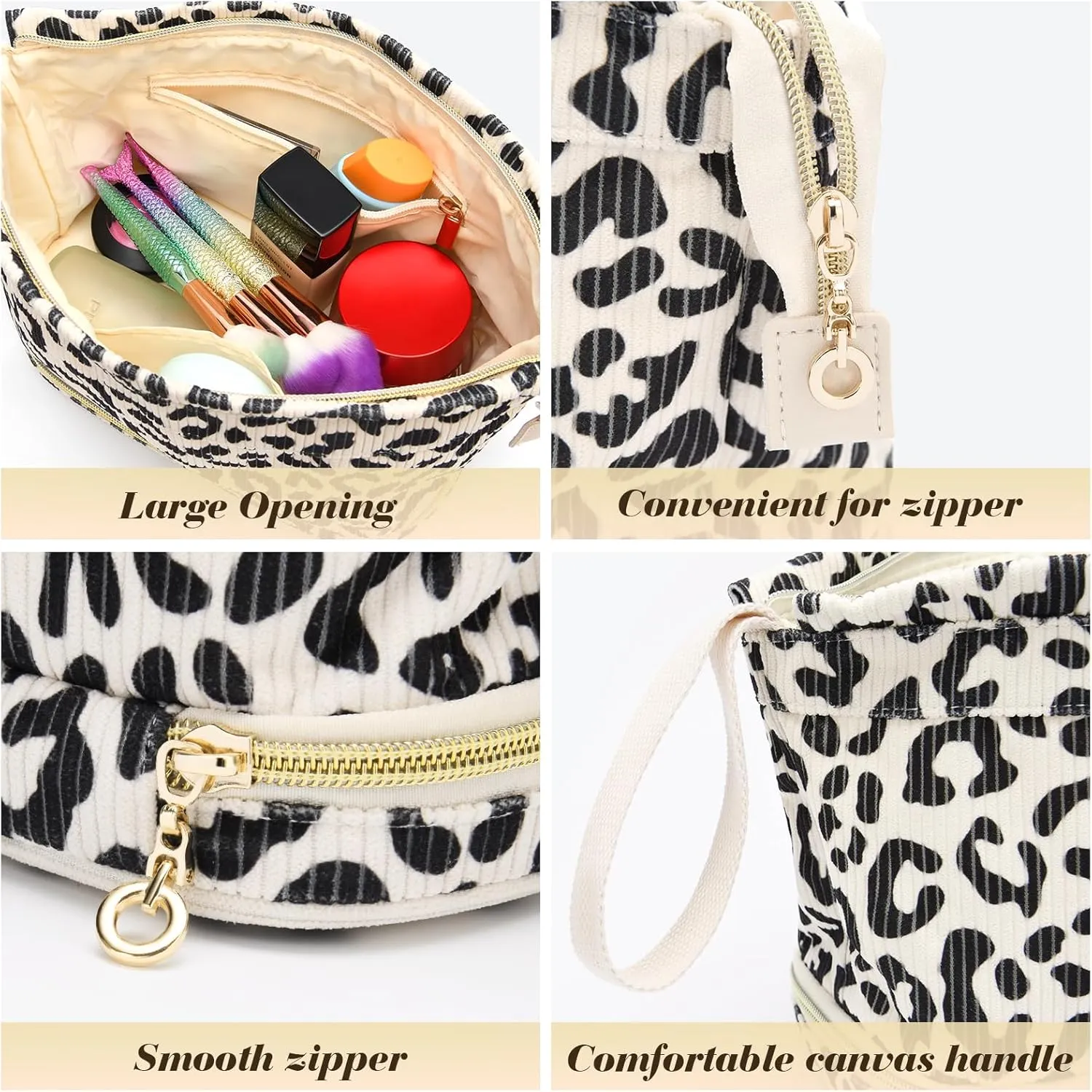Large Makeup Bag, Quilted Cosmetic Bag, Large Floral Make Up Bag for Women, Cute Floral Skin Care Bag Double Layer Makeup Bags Flower Travel Toiletry Bag - Yellow