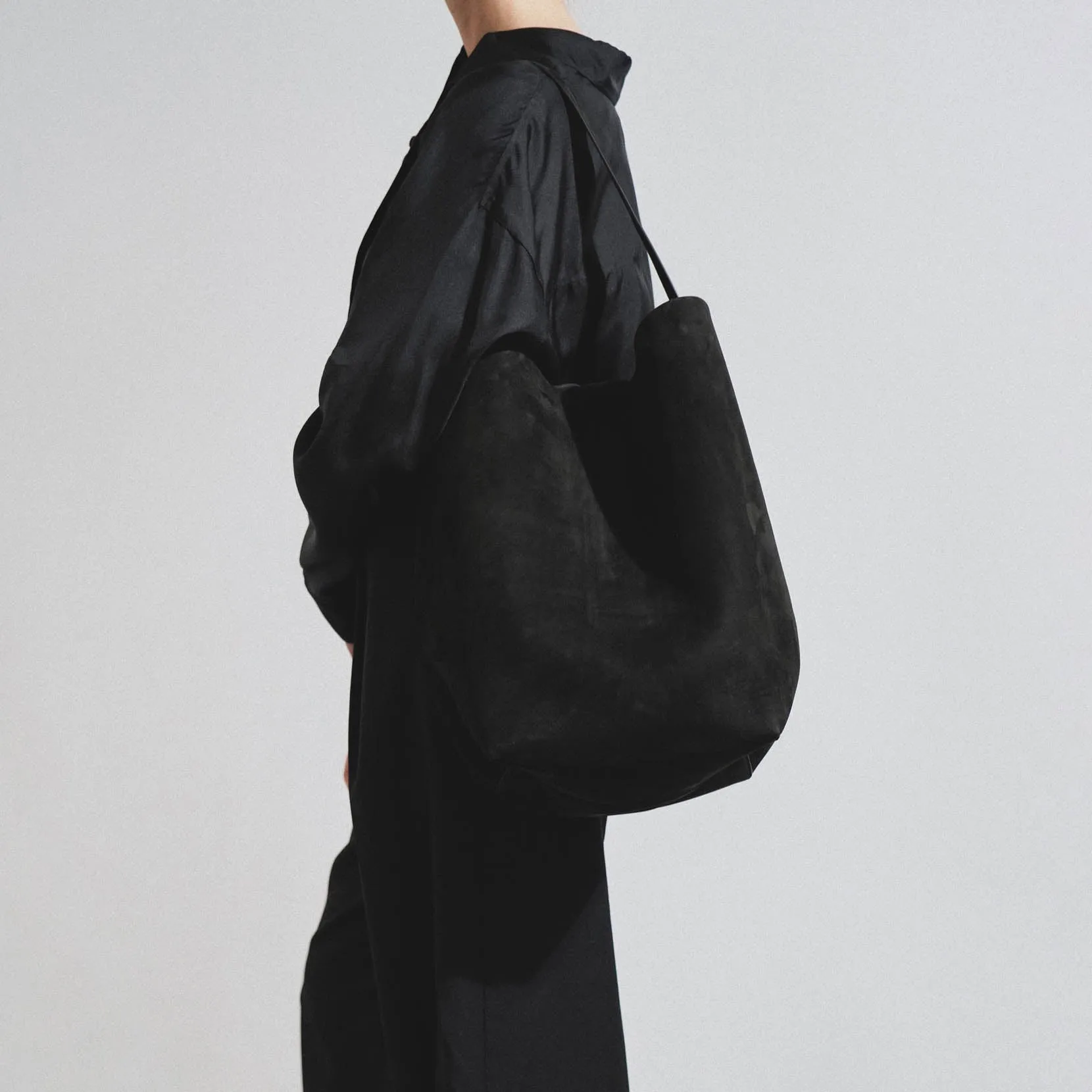 Large N/S black nubuck tote bag