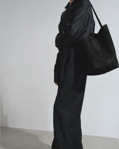 Large N/S black nubuck tote bag