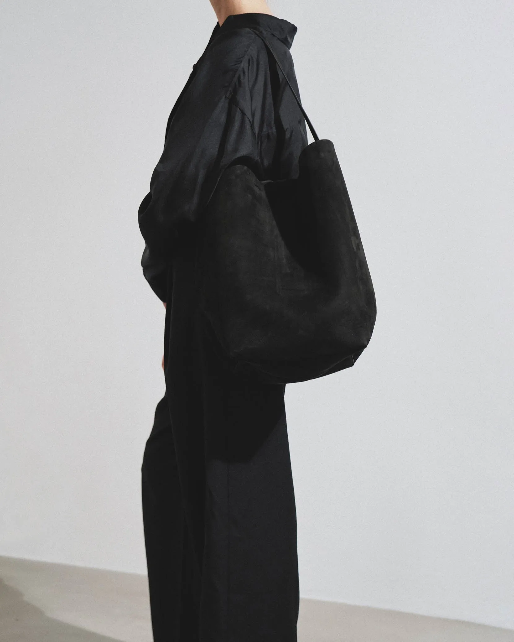 Large N/S black nubuck tote bag