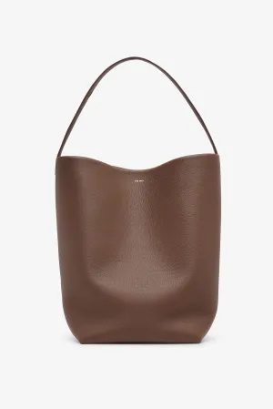 Large N/S dark olive leather tote bag