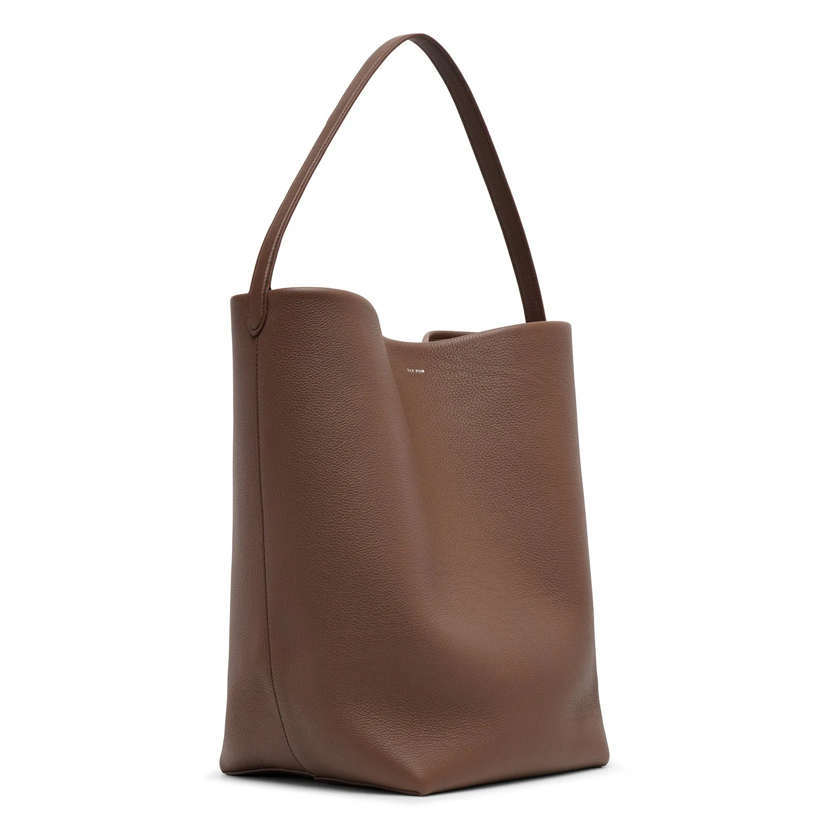 Large N/S dark olive leather tote bag