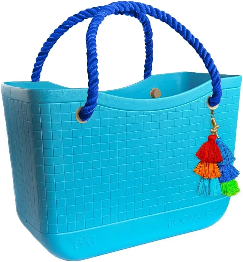 Large Open Rubber Tote Bag, Washable Beach Bags Waterproof Sandproof, Portable Outdoor Tote for Sports Gym & Pool