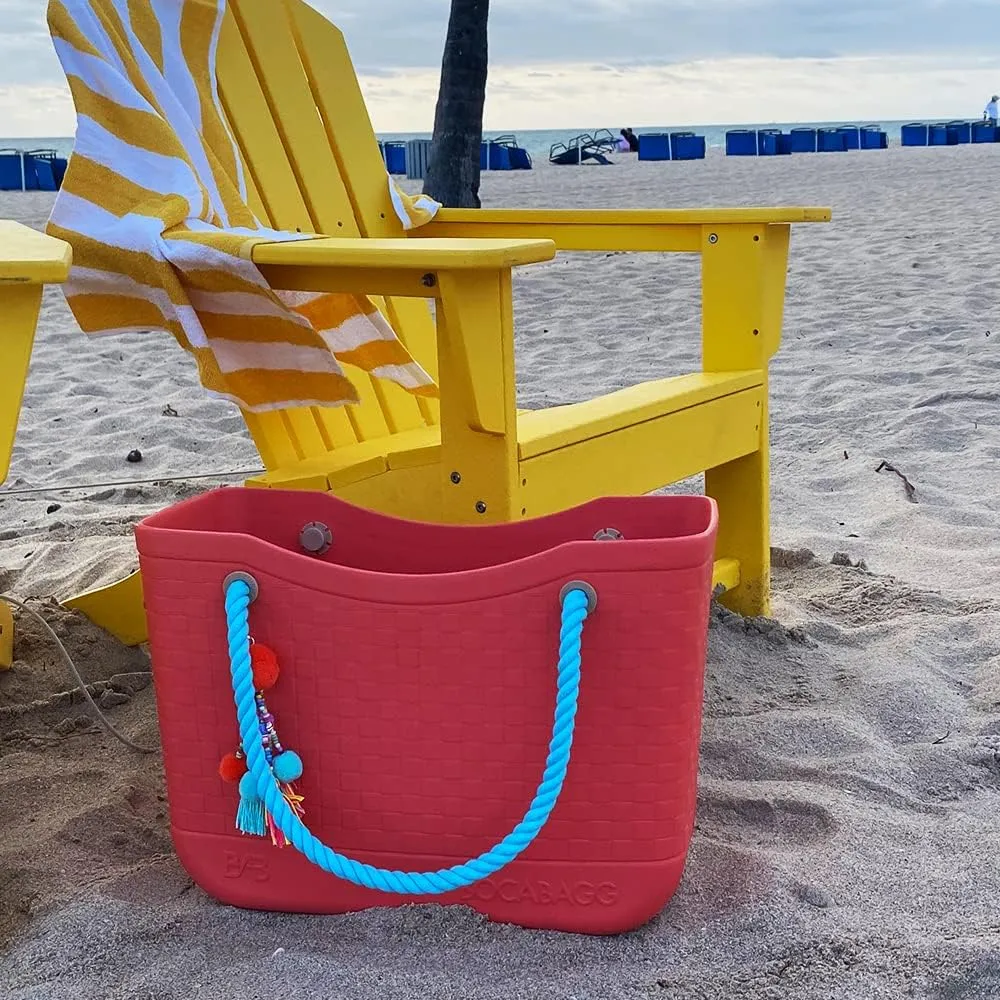 Large Open Rubber Tote Bag, Washable Beach Bags Waterproof Sandproof, Portable Outdoor Tote for Sports Gym & Pool
