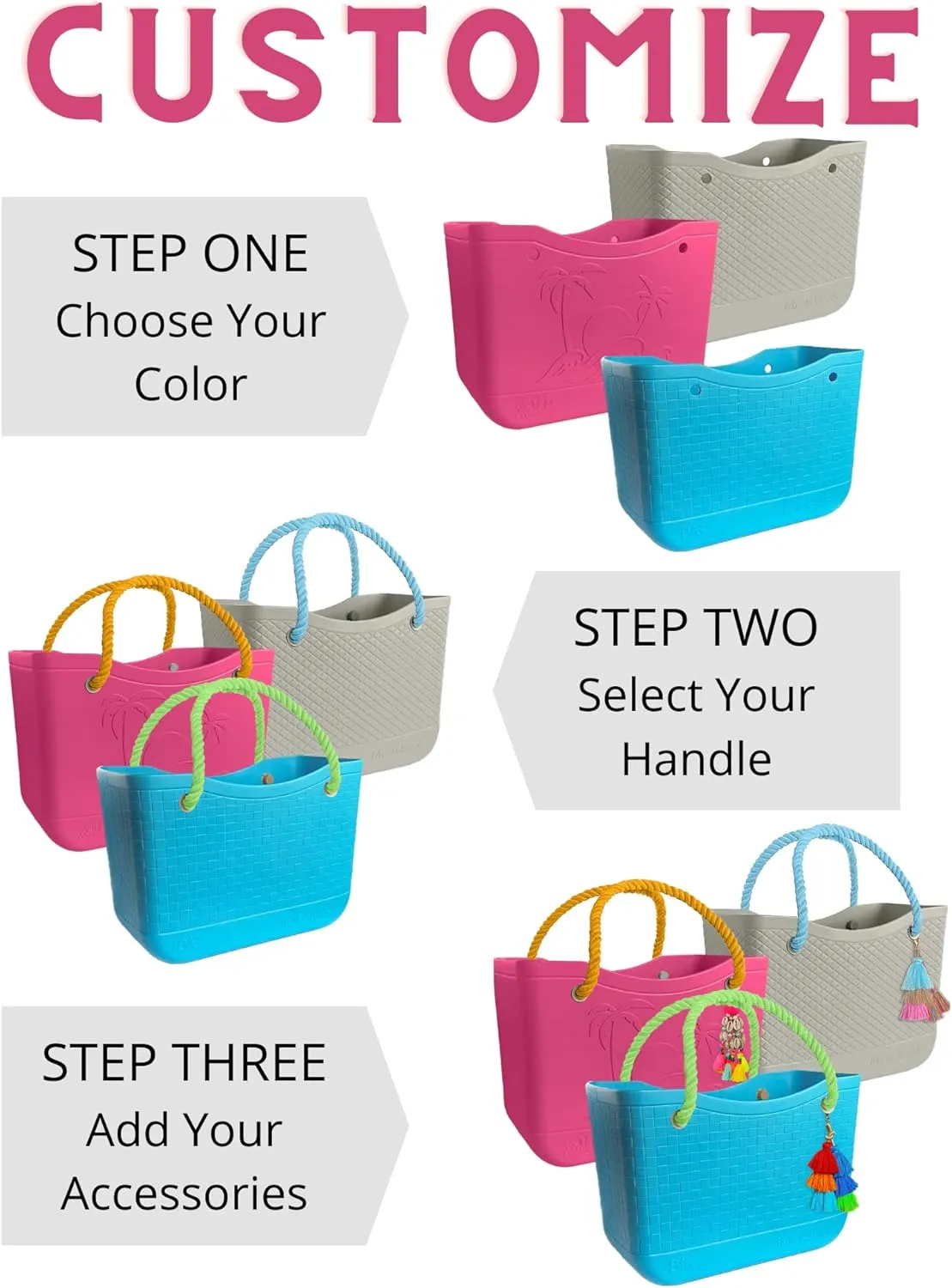 Large Open Rubber Tote Bag, Washable Beach Bags Waterproof Sandproof, Portable Outdoor Tote for Sports Gym & Pool
