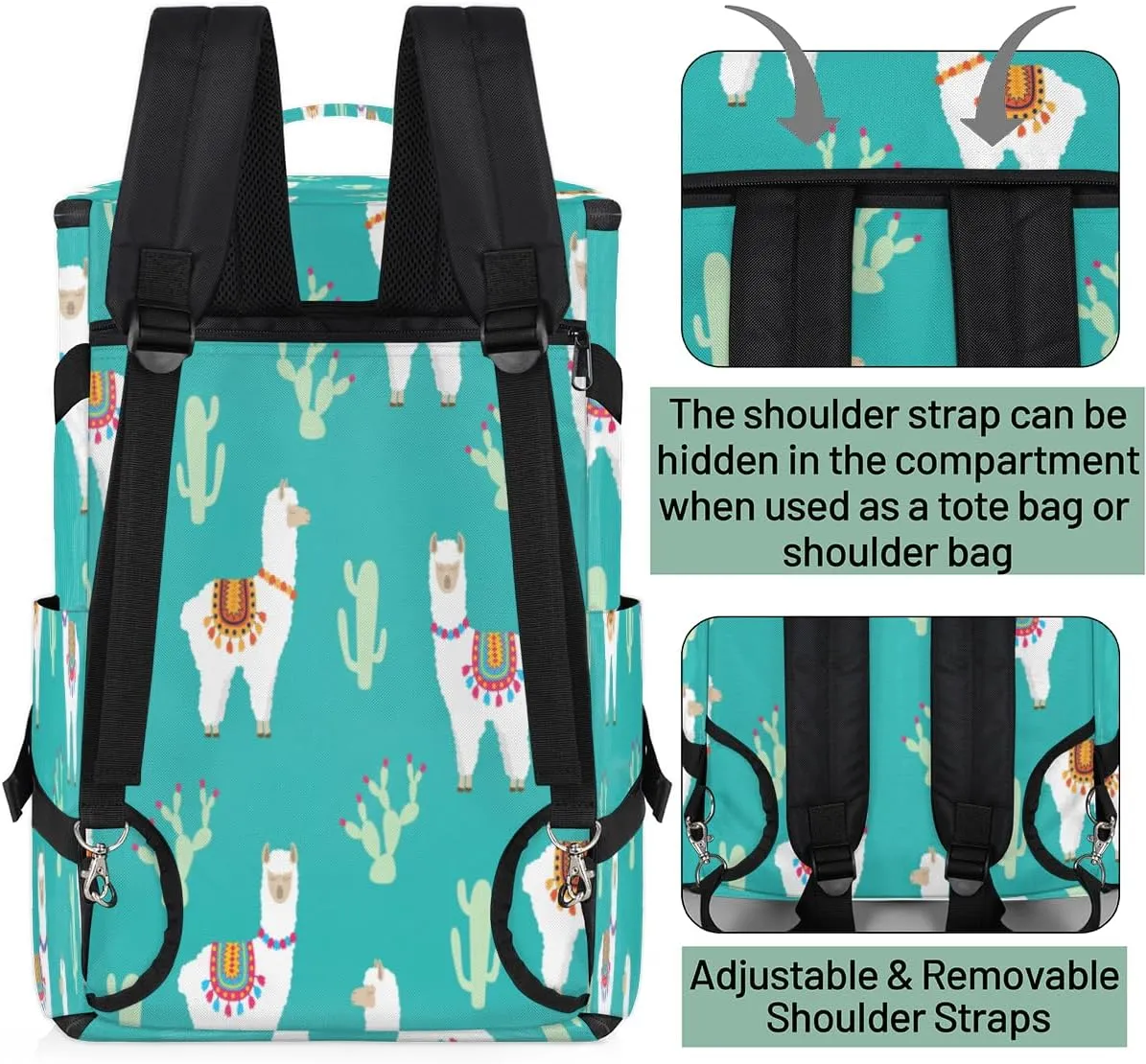 Large Sports Gym Bag With Shoe & Laptop Compartment 47L Waterproof Travel Duffel Bags for Men Women Cactus Llama Luggage Backpack Duffle Bag