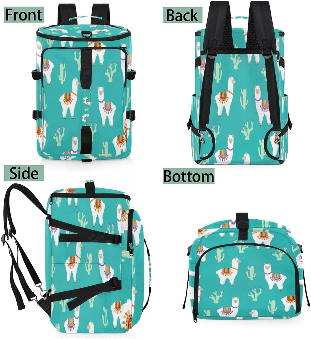 Large Sports Gym Bag With Shoe & Laptop Compartment 47L Waterproof Travel Duffel Bags for Men Women Cactus Llama Luggage Backpack Duffle Bag