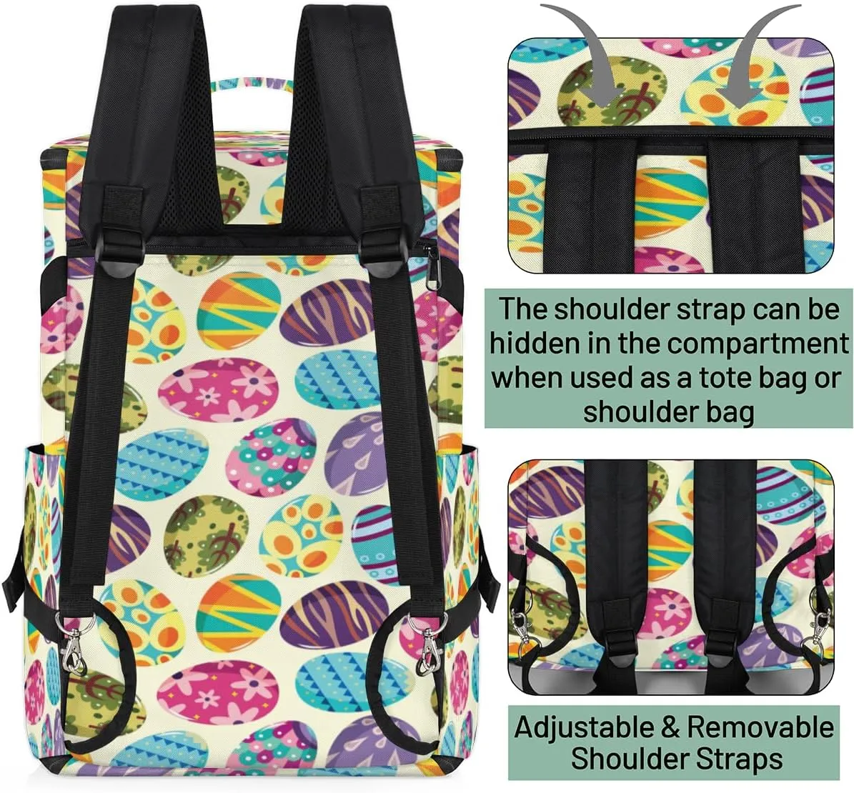 Large Sports Gym Bag With Shoe & Laptop Compartment 47L Waterproof Travel Duffel Bags for Men Women Colorful Cartoon Eggs Luggage Backpack Duffle Bag