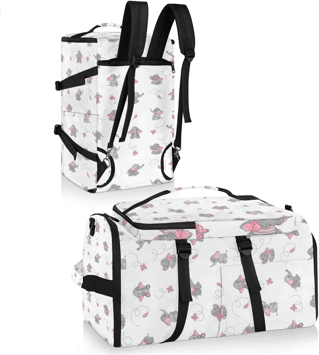 Large Sports Gym Bag With Shoe & Laptop Compartment 47L Waterproof Travel Duffel Bags for Men Women Elephant Butterfly Luggage Backpack Duffle Bag
