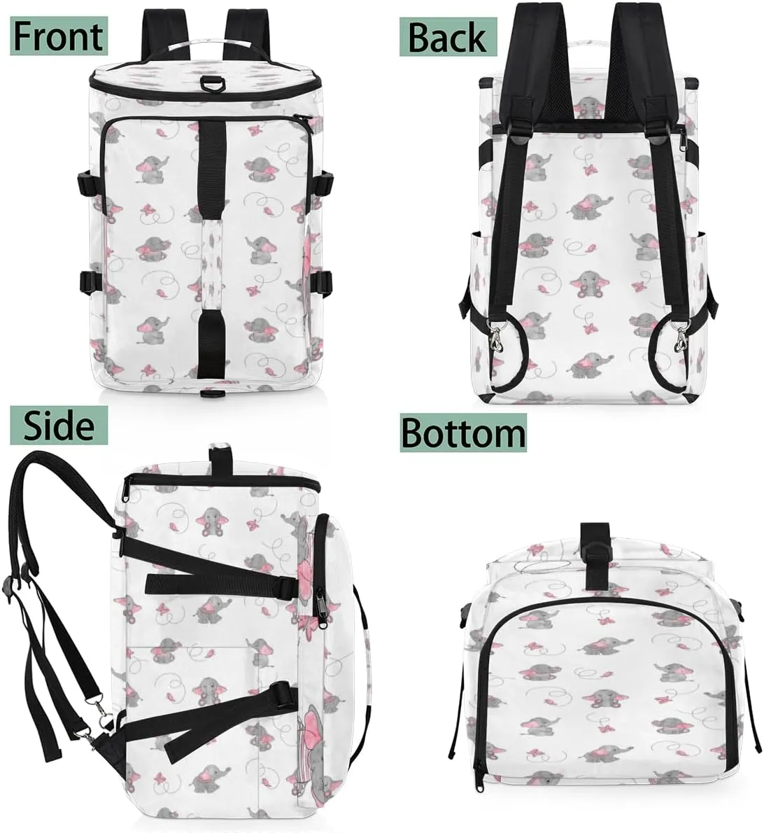 Large Sports Gym Bag With Shoe & Laptop Compartment 47L Waterproof Travel Duffel Bags for Men Women Elephant Butterfly Luggage Backpack Duffle Bag
