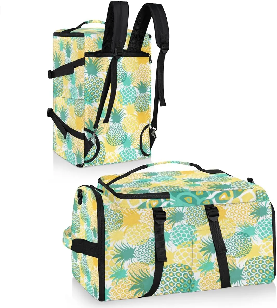 Large Sports Gym Bag With Shoe & Laptop Compartment 47L Waterproof Travel Duffel Bags for Men Women Pineapple Fruit Print Luggage Backpack Duffle Bag