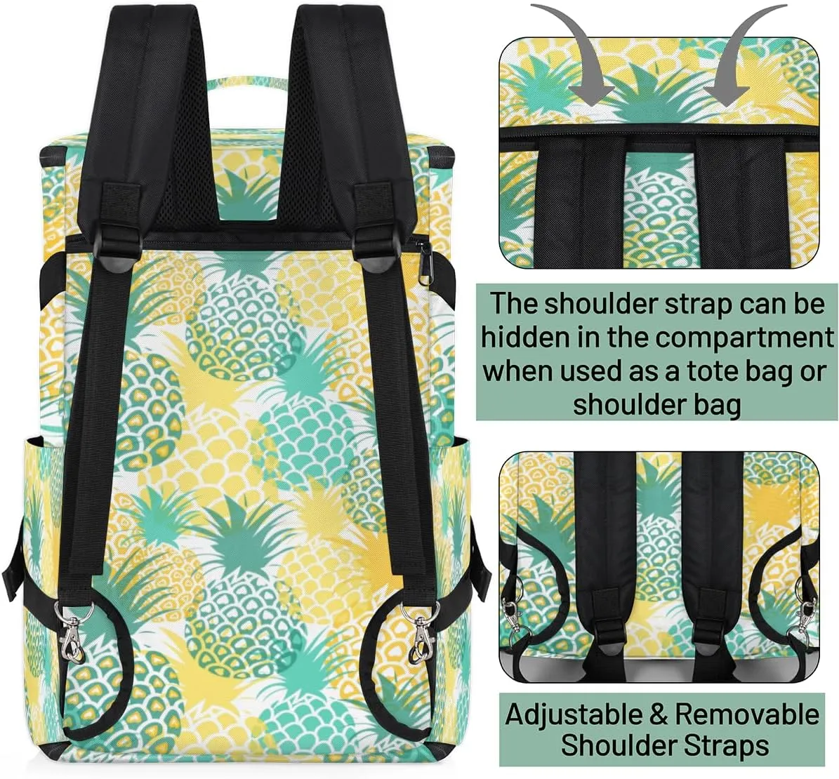 Large Sports Gym Bag With Shoe & Laptop Compartment 47L Waterproof Travel Duffel Bags for Men Women Pineapple Fruit Print Luggage Backpack Duffle Bag