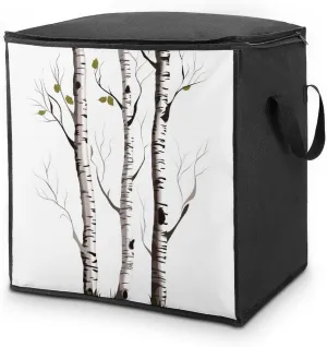 Large Storage Bags Birch Tree Foldable Clothes Storage Containers with Zippers Bed Storage with Handles Dual Zippers for Comforters Clothes Blankets Pillows
