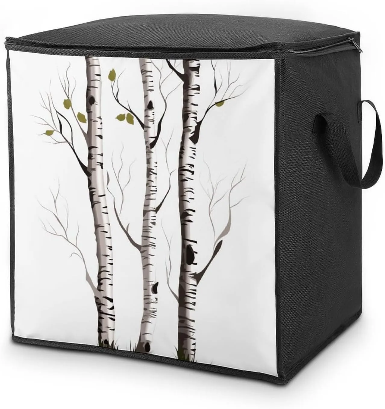 Large Storage Bags Birch Tree Foldable Clothes Storage Containers with Zippers Bed Storage with Handles Dual Zippers for Comforters Clothes Blankets Pillows