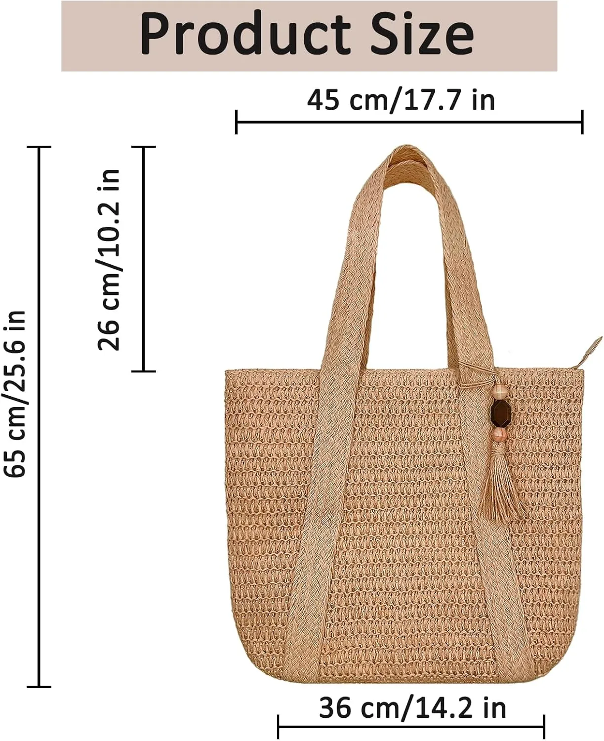 Large Straw Beach Tote Bags For Women Woven Boho Handmade Shoulder Handbags for Summer Vacation Travel with Tassels