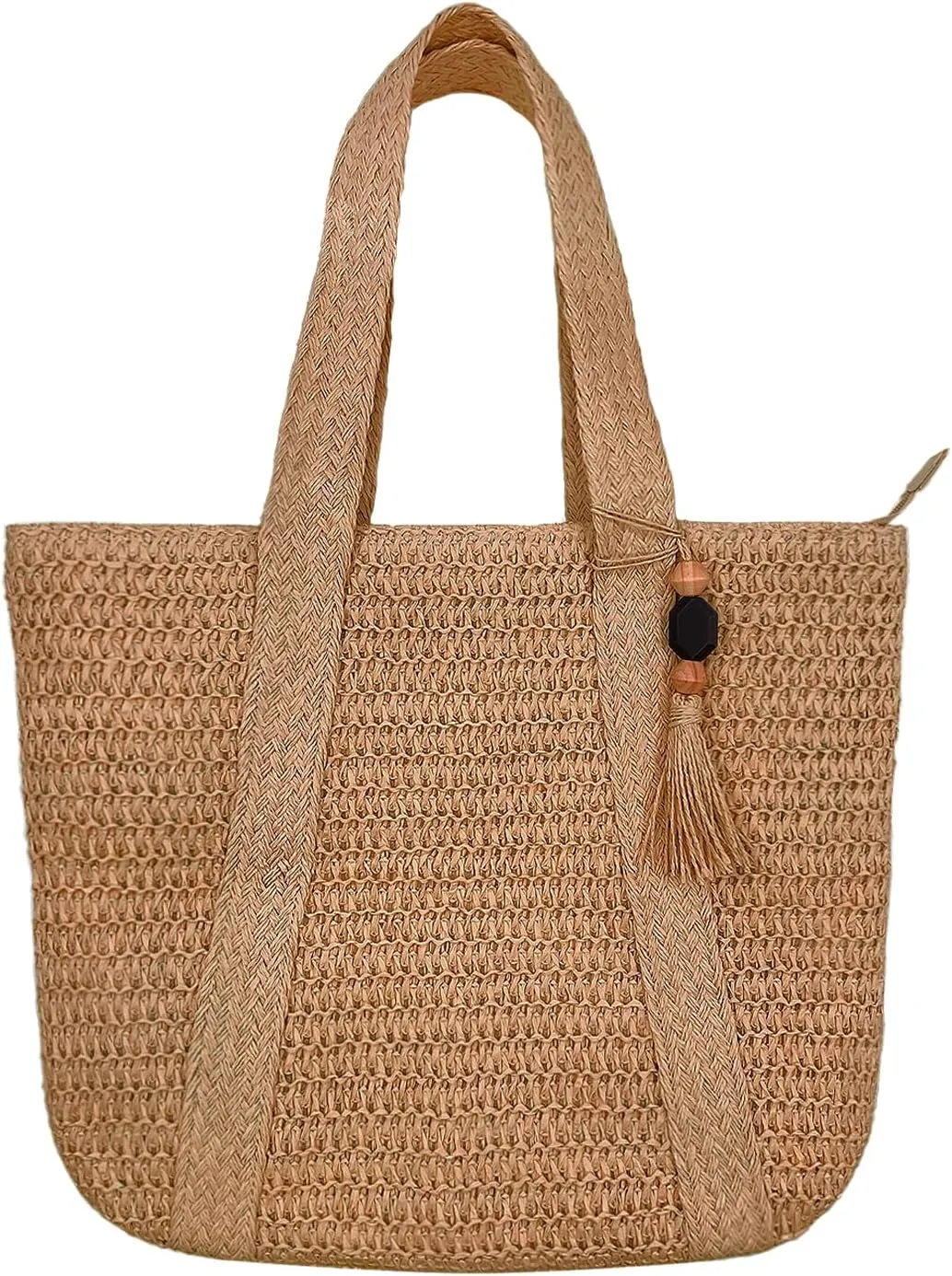 Large Straw Beach Tote Bags For Women Woven Boho Handmade Shoulder Handbags for Summer Vacation Travel with Tassels