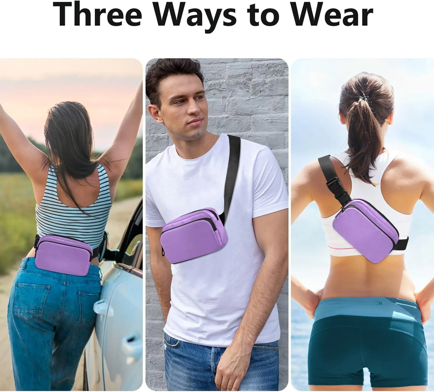 Lavender Belt Bag Crossbody Lemon Bags Unisex Mini Belt Bag with Adjustable Strap