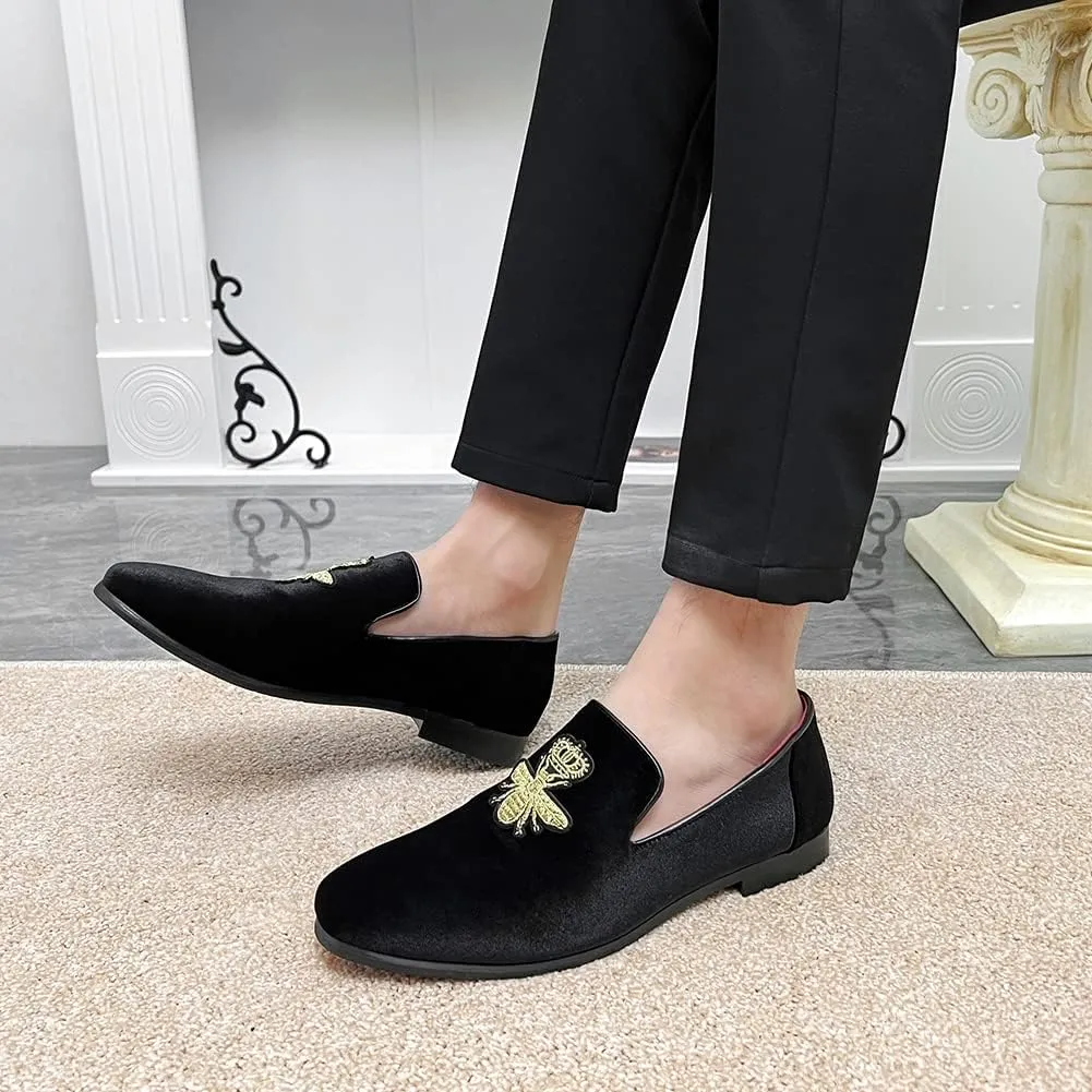 LCQL Men's Luxury Velvet Penny Loafer Shoes Noble Slip-on Suede Loafers Smoking Slippers Plus Size 7-13