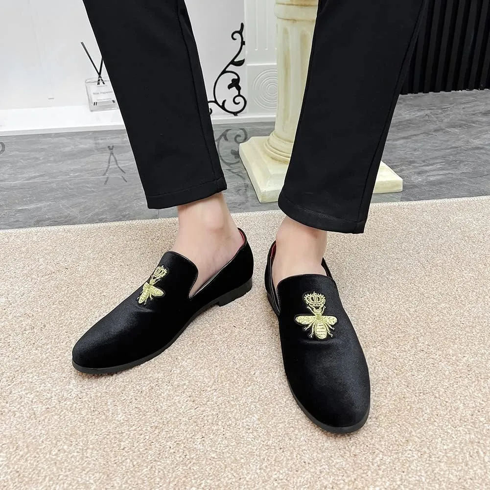 LCQL Men's Luxury Velvet Penny Loafer Shoes Noble Slip-on Suede Loafers Smoking Slippers Plus Size 7-13