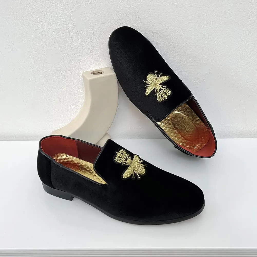 LCQL Men's Luxury Velvet Penny Loafer Shoes Noble Slip-on Suede Loafers Smoking Slippers Plus Size 7-13