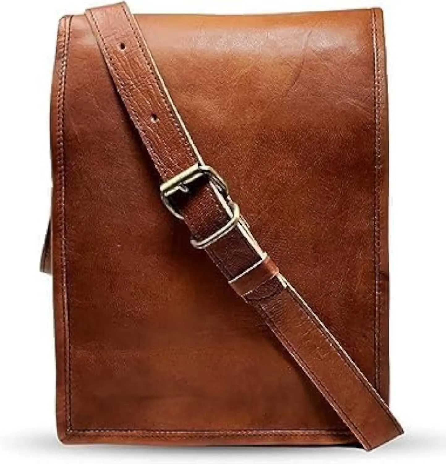 Leather Messenger Bag - 11" small bag shoulder bag cross body messenger bag for Men & women compatible with Ipad and tablet