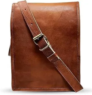 Leather Messenger Bag - 11" small bag shoulder bag cross body messenger bag for Men & women compatible with Ipad and tablet