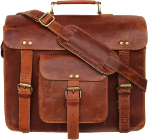 Leather Messenger Bag Shoulder Bag Cross Body Vintage Messenger Bag Satchel Man Purse competible with Ipad and Tablet