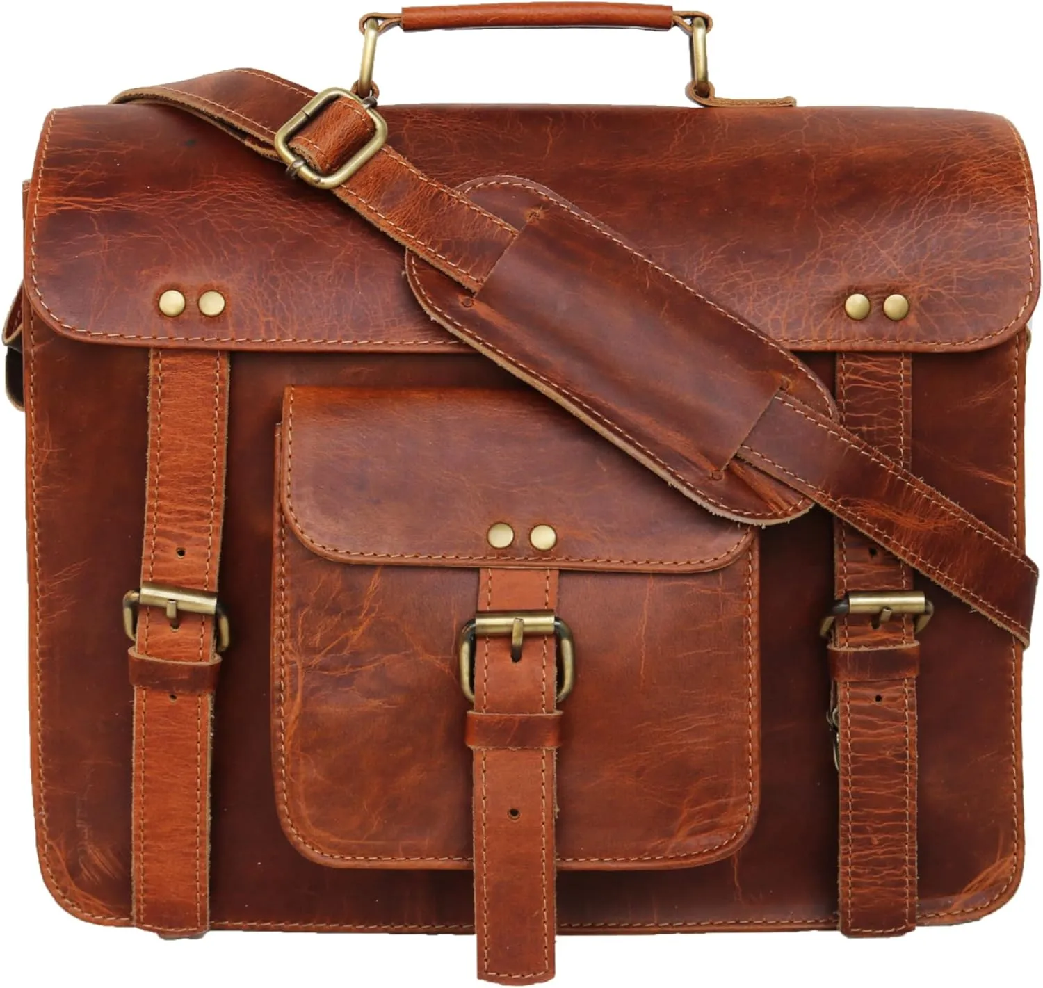 Leather Messenger Bag Shoulder Bag Cross Body Vintage Messenger Bag Satchel Man Purse competible with Ipad and Tablet