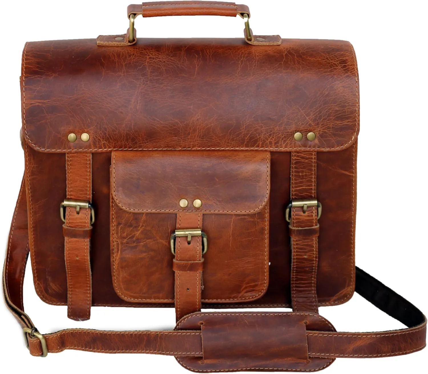 Leather Messenger Bag Shoulder Bag Cross Body Vintage Messenger Bag Satchel Man Purse competible with Ipad and Tablet