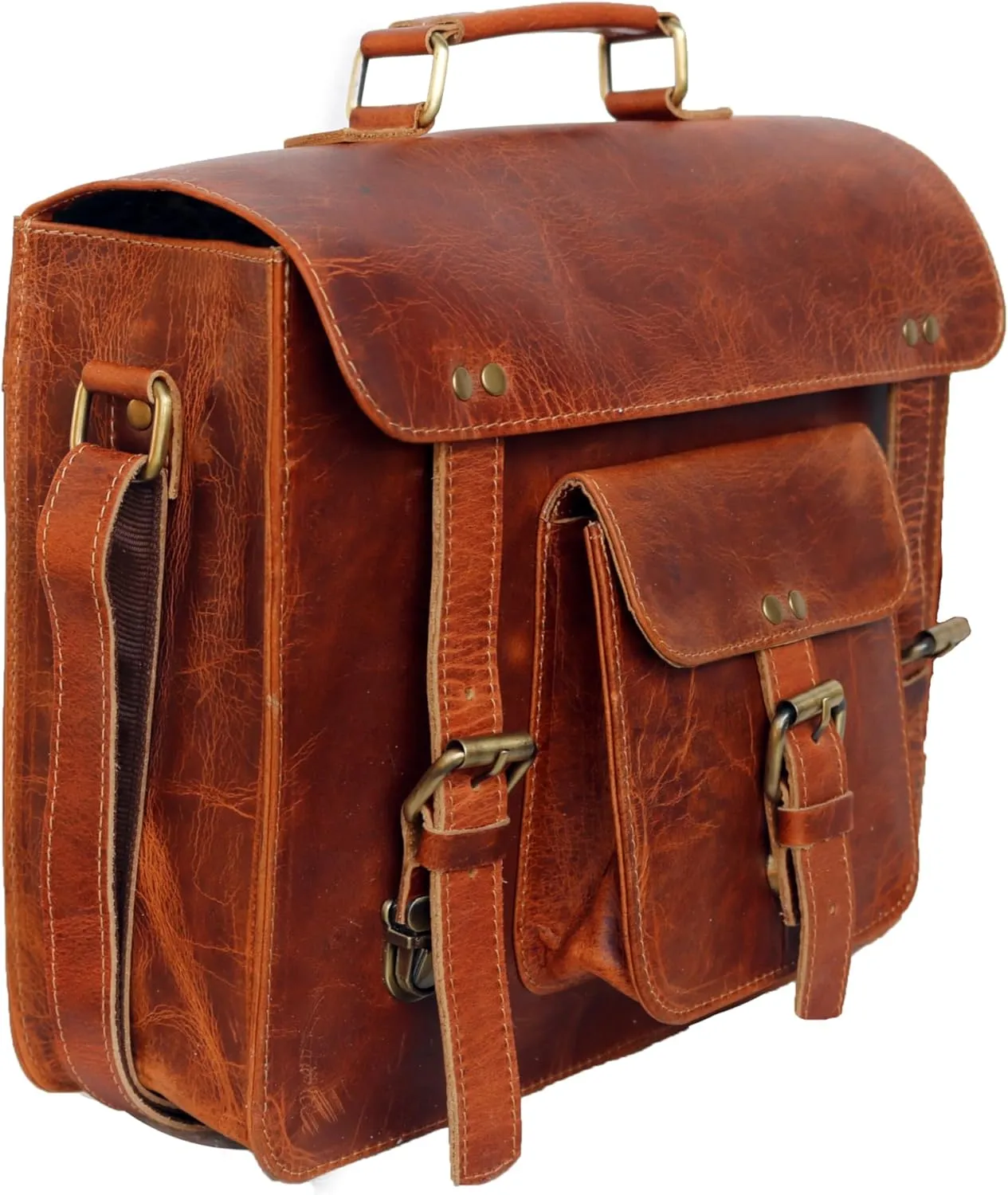Leather Messenger Bag Shoulder Bag Cross Body Vintage Messenger Bag Satchel Man Purse competible with Ipad and Tablet