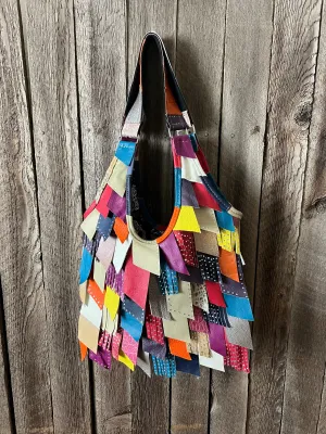 Leather Multicolor Fringe Boho Bag