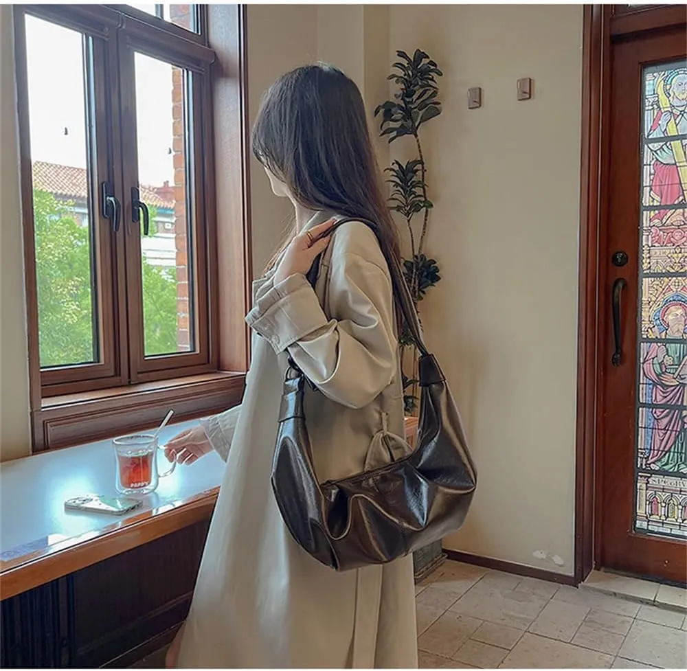 Leather Sling Crescent Bag Trendy Crossbody Sling Dumpling Bag Hobo Half Moon Shoulder Bag Crescent Crossbody Bag